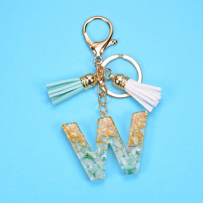 2 PCS Gold Foil English Letter Tassel Keychain Bag Decoration Pendant, A, B, C, D, E, F, G, H, I, J, K, L, M, N, O, P, Q, R, S, T, U, V, W, X, Y, Z