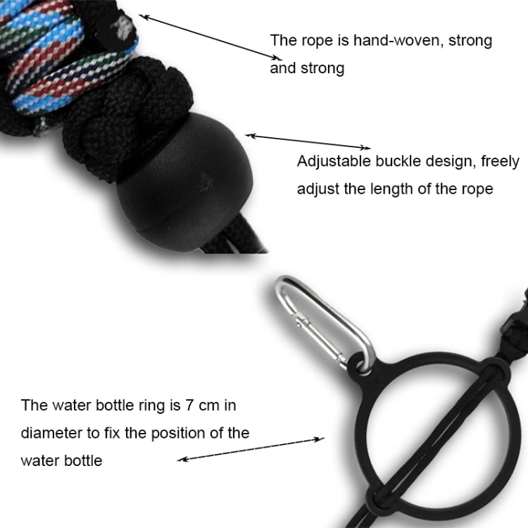 2 PCS Outdoor Camping Multifunctional Carabiner Water Bottle Handle, Gradient Rainbow, Green, Water Duck Green, Purple, Black Gray, Reflective Black