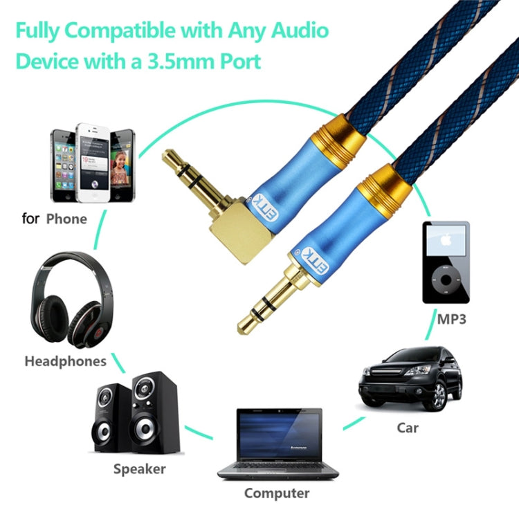 EMK 90-Degree Car 3.5mm Audio Cable Extension Cable, Cable Length:, 0.5M, 1M, 1.5M, 2M, 3M, 5M