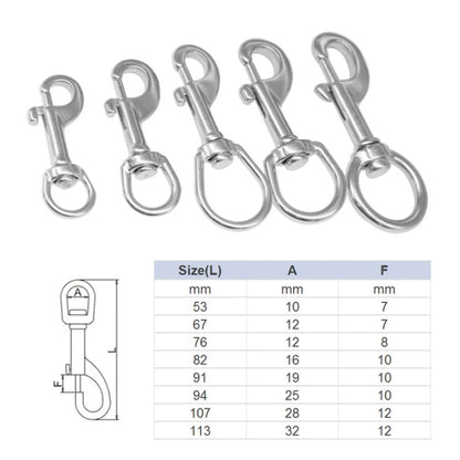 Stainless Steel Swivel Single Hook Pet Leash Hook, 65mm, 70mm, 80mm, 90mm, 100mm, 115mm, 120mm