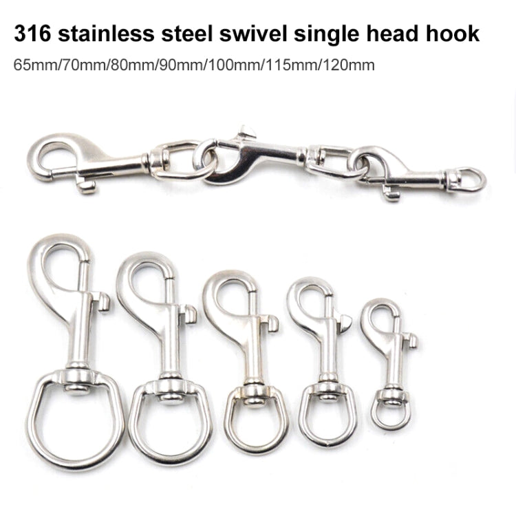 Stainless Steel Swivel Single Hook Pet Leash Hook, 65mm, 70mm, 80mm, 90mm, 100mm, 115mm, 120mm