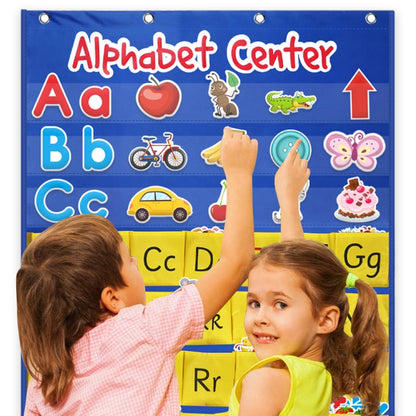 Alphabet Card Early Teaching Hanging Bag Letter Pocket, Alphabet Card