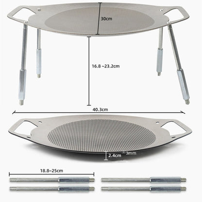 NOBANA Outdoor BBQ Pan Camping Stainless Steel Frying Pan, Style:, BBQ Pan+Hemp Rope, BBQ Pan+Stand+Hemp Rope, BBQ Pan+BBQ Net+Hemp Rope, BBQ Pan+Stand+BBQ Net+Hemp Rope