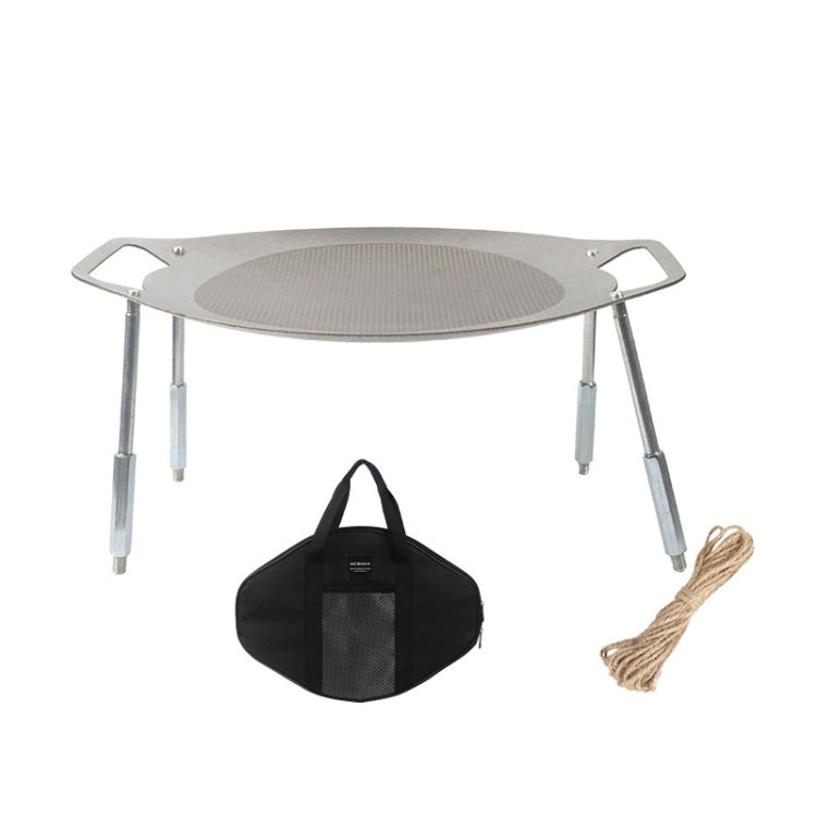 NOBANA Outdoor BBQ Pan Camping Stainless Steel Frying Pan, Style:, BBQ Pan+Hemp Rope, BBQ Pan+Stand+Hemp Rope, BBQ Pan+BBQ Net+Hemp Rope, BBQ Pan+Stand+BBQ Net+Hemp Rope