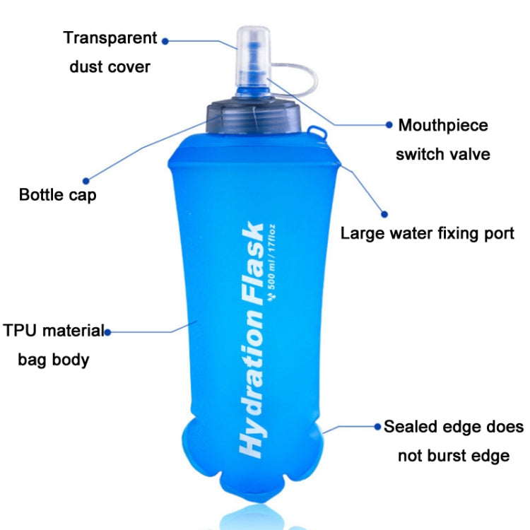 Outdoor Running Sports TPU Folding Soft Water Bag, (500ml)