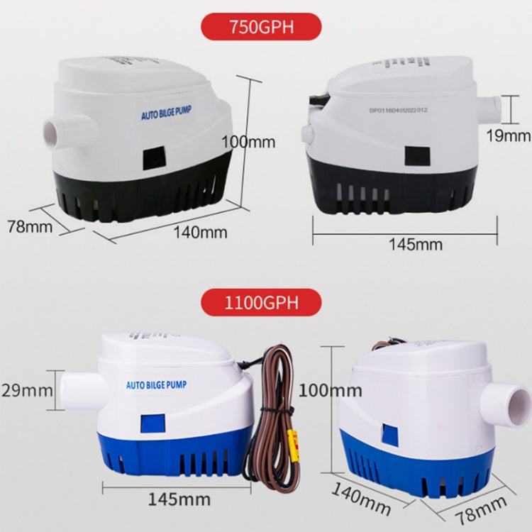 Automatic Bilge Pump Submersible Water Electric Pump For Yacht Marine Boat, 1100GPH-12V Blue, 1100GPH-24V Blue, 750GPH-12V Blue, 750GPH-24V Blue, 600GPH-12V Blue, 600GPH-24V Blue