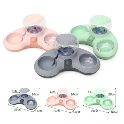 Automatic Drinking Water Feed Double Bowl Anti-overturning Dog Basin, Gray, Pink, Green, Gray+Placemat, Pink+Placemat, Green+Placemat