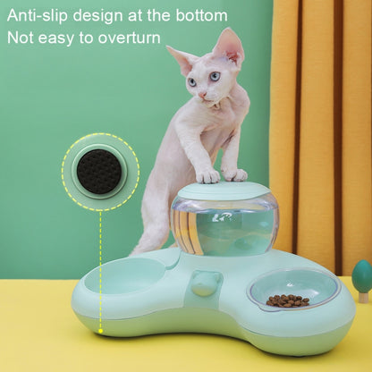 Automatic Drinking Water Feed Double Bowl Anti-overturning Dog Basin, Gray, Pink, Green, Gray+Placemat, Pink+Placemat, Green+Placemat