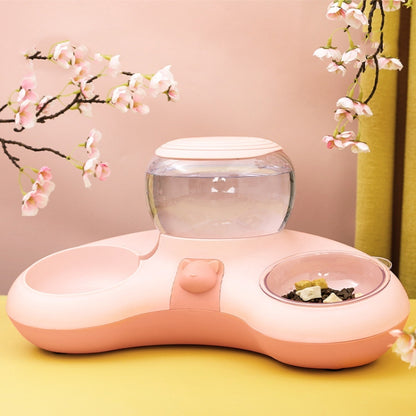 Automatic Drinking Water Feed Double Bowl Anti-overturning Dog Basin, Gray, Pink, Green, Gray+Placemat, Pink+Placemat, Green+Placemat
