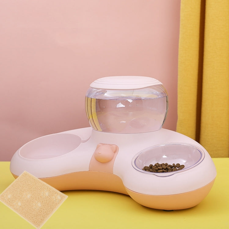 Automatic Drinking Water Feed Double Bowl Anti-overturning Dog Basin, Gray, Pink, Green, Gray+Placemat, Pink+Placemat, Green+Placemat