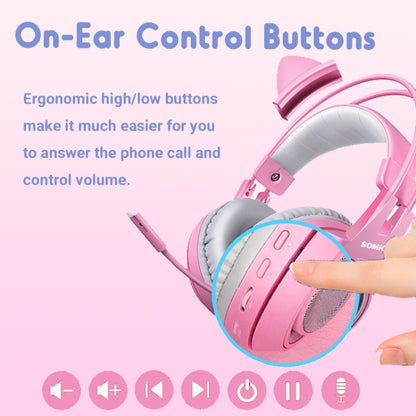 SOMIC G951PINK Head-mounted 7.1 Channel Anchor E-Sports Game Headset Wheat, SOMIC G951PINK