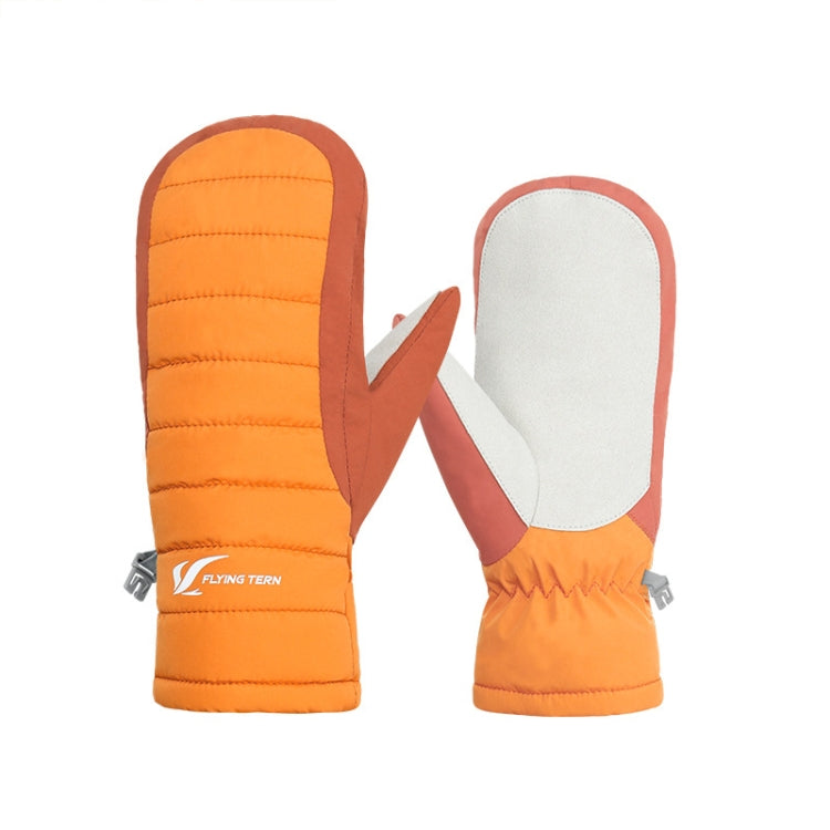 FLYING TERN 307 Outdoor Sports Fleece Waterproof Wear-resistant Children Gloves, Orange, Lake Blue, Reflective Silver, White