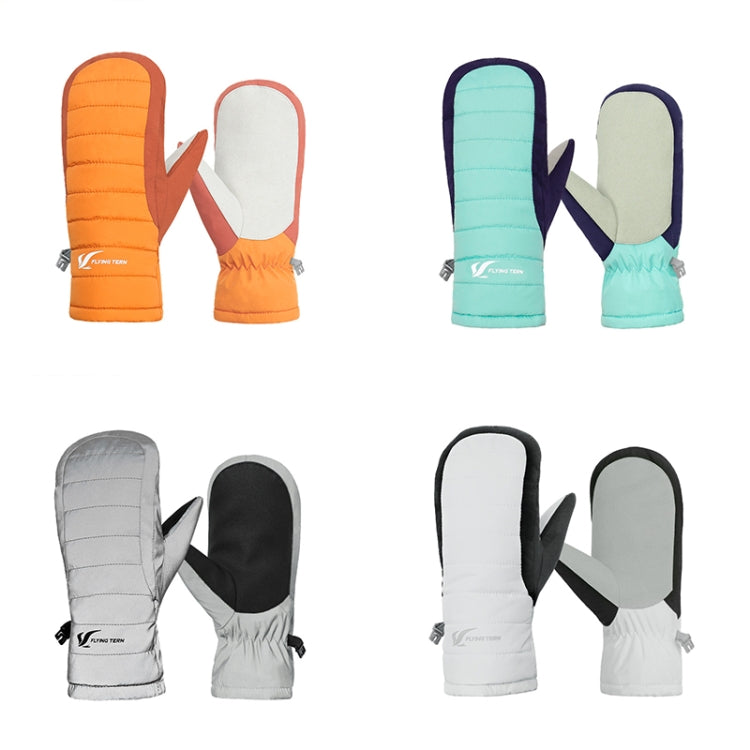 FLYING TERN 307 Outdoor Sports Fleece Waterproof Wear-resistant Children Gloves, Orange, Lake Blue, Reflective Silver, White