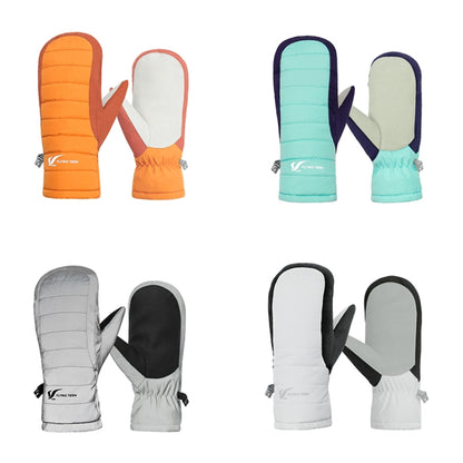FLYING TERN 307 Outdoor Sports Fleece Waterproof Wear-resistant Children Gloves, Orange, Lake Blue, Reflective Silver, White