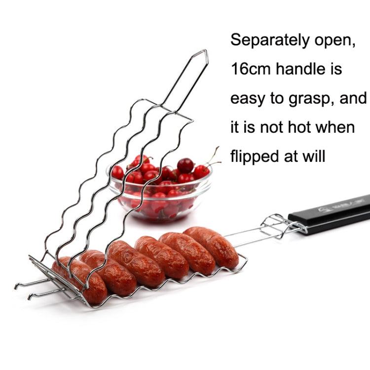 FOREST MASTER KW3008 Barbecue Sausage Stainless Steel Grill Mesh Outdoor Grill Barbecue Clip, KW3008 Barbecue Clip