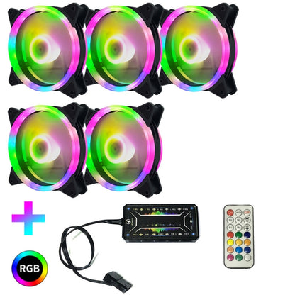 Computer CPU RGB luminous Radiator, 1 Fan+Remote Control, 2 Fans+Remote Control, 3 Fans+Remote Control, 4 Fans+Remote Control, 5 Fans+Remote Control, 6 Fans+Remote Control, 7 Fans+Remote Control, 8 Fans+Remote Control