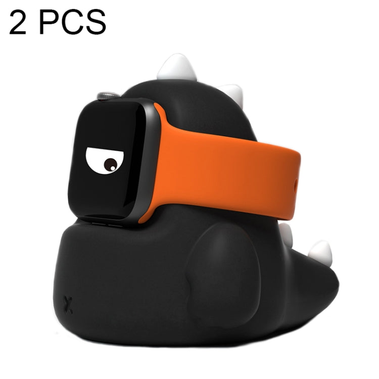 2 PCS H003 Cute Dinosaur Shaped Silicone Charging Stand without Watch For Apple Watch, White, Pink, Green, Black, Grey, Yellow, Purple