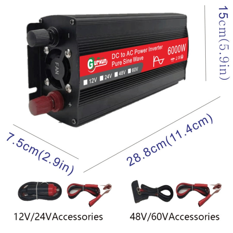 Gurxun 6000W High Power Sine Wave Inverter With Single Digital Display, 6000W 24V-220V, 6000W 48V-220V, 6000W 60V-220V, 6000W 12V-220V