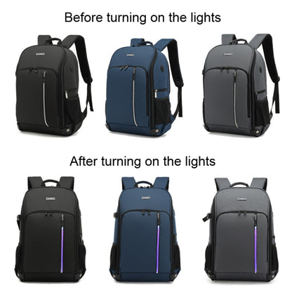 TONO LED Light SLR Digital Camera Backpack With USB Port, Blue, Black, Grey