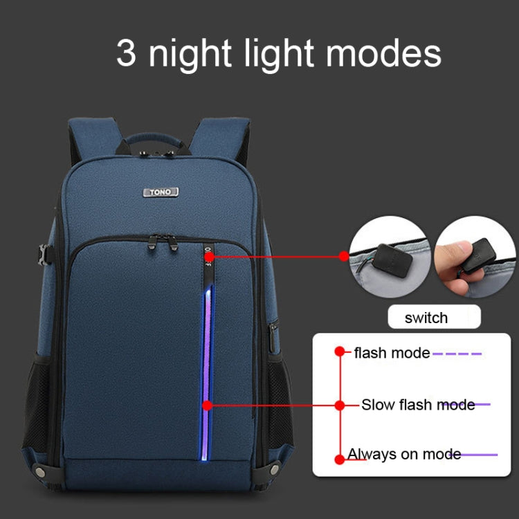 TONO LED Light SLR Digital Camera Backpack With USB Port, Blue, Black, Grey