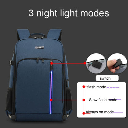 TONO LED Light SLR Digital Camera Backpack With USB Port, Blue, Black, Grey