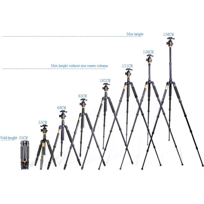 QingZhuangShiDai Q666 Portable Travel SLR Camera Aluminum Magnesium Alloy Tripod, Q666(Black)