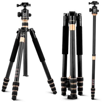 QingZhuangShiDai Q222C SLR Camera Carbon Fiber Portable Travel Tripod, Q222C(Black)