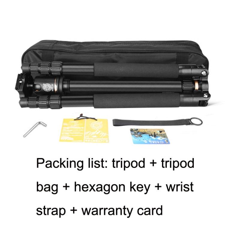 QingZhuangShiDai Q222C SLR Camera Carbon Fiber Portable Travel Tripod, Q222C(Black)