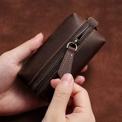 QY-9029  Car Universal Retro Crazy Horse Leather Key Case, Crazy Horse Leather Dark Coffee