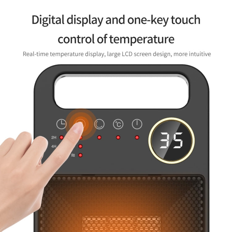 LCD Digital Display Rotary Remote Control Electric Heater PTC Ceramic Heating Heater, Spec:, EU Plug (Black), UK Plug (Black)