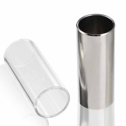 Metal Electric Guitar Glide Pipe Glass Guitar Glide Stick Finger Set, Silver+Transparent