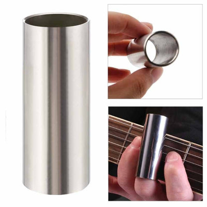Metal Electric Guitar Glide Pipe Glass Guitar Glide Stick Finger Set, Silver+Transparent