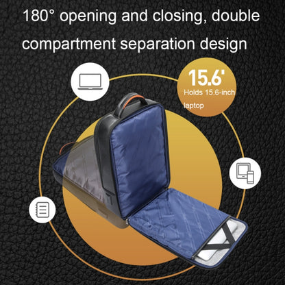 Bopai 61-70111 Cowhide Multi-compartment Waterproof Anti-theft Backpack with USB Charging Hole, 61-70111