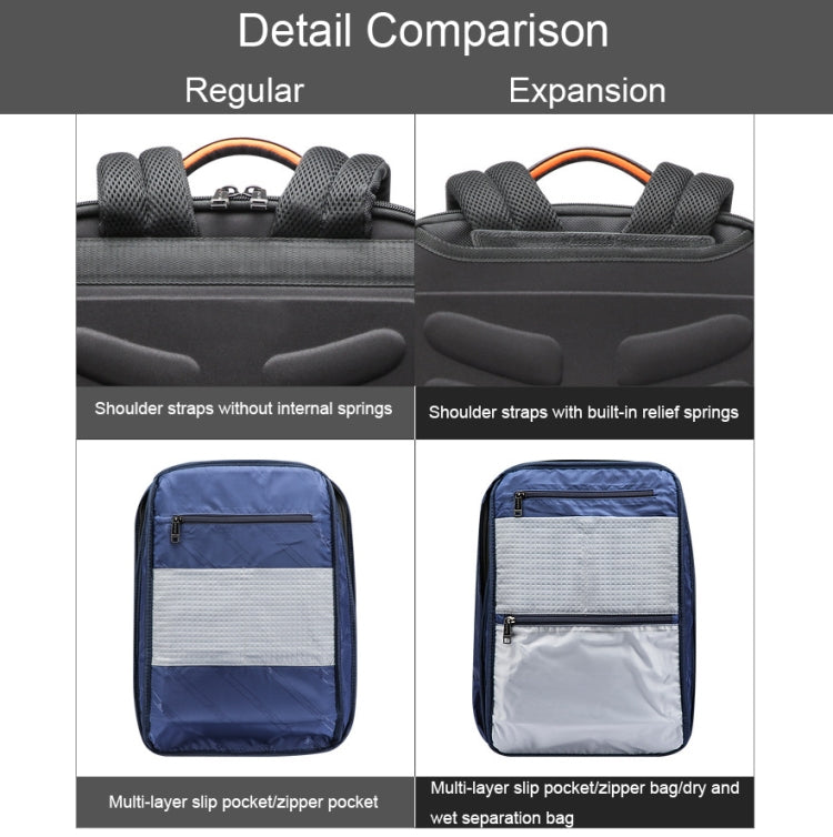 Bopai 61-120691A Waterproof Anti-theft Laptop Backpack with USB Charging Hole, Spec:, Regular Version, Expansion Version