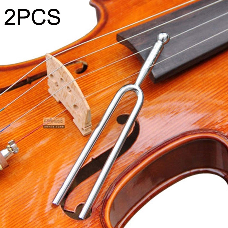 2 PCS Resonant Standard Teaching Sound Fork Stainless Steel Violin Instrument Music Sound Fork, Silver