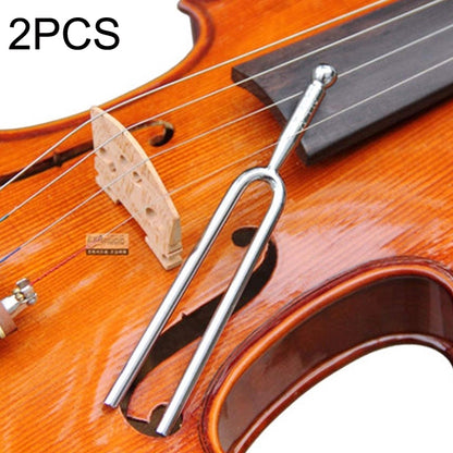2 PCS Resonant Standard Teaching Sound Fork Stainless Steel Violin Instrument Music Sound Fork, Silver