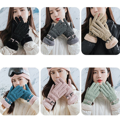 1 Pair YR205 Winter Warm Plus Fleece Mouth Driving Riding Sports Gloves, Free Code