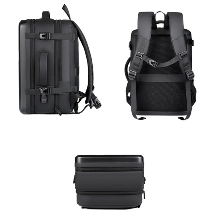 Large-capacity Waterproof Expandable Hard Shell Backpack with USB Charging Hole, 161 Light Grey, 161 Black, 161 Dark Gray, 162 Black, 162 Deep Gray, 162 Light Gray