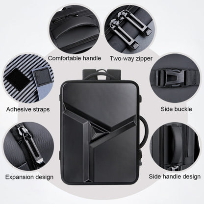 Large-capacity Waterproof Expandable Hard Shell Backpack with USB Charging Hole, 161 Light Grey, 161 Black, 161 Dark Gray, 162 Black, 162 Deep Gray, 162 Light Gray