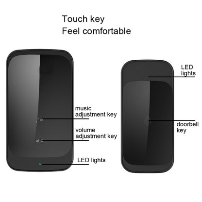 C03 1 For 1 Home Wireless Waterproof Touch Sensor Doorbell, C03 EU Plug Black, C03 UK Plug Black, C03 UK Plug White, C03 EU Plug White, C03 US Plug Black, C03 US Plug White