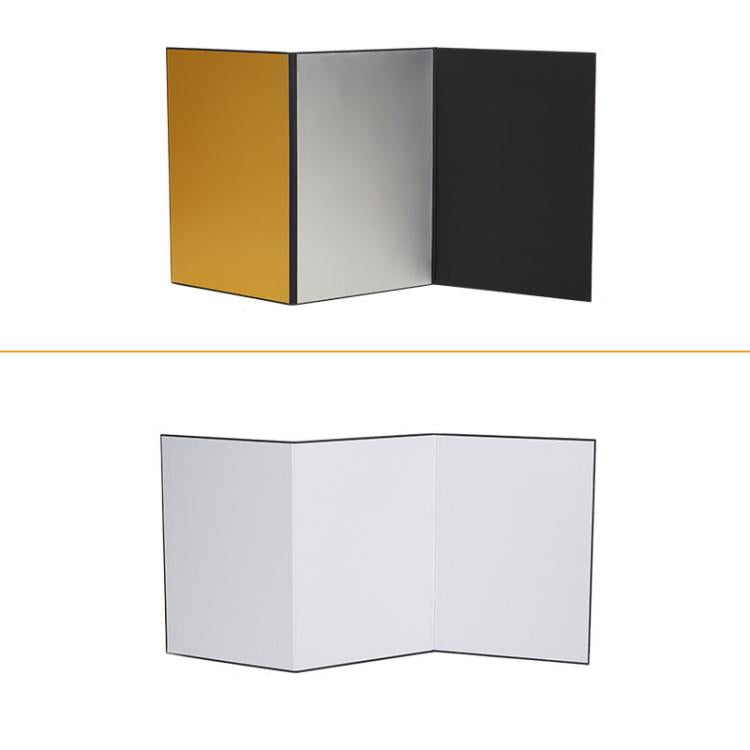 Tri-Fold Photography Cardstock Reflector Props, A3 One Side All White, A3 One Side All Black, A4 One Side All White, A4 One Side All Silver, A4 One Side All Gold