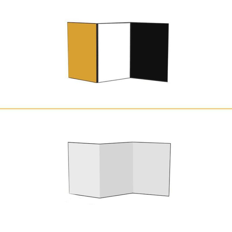 Tri-Fold Photography Cardstock Reflector Props, A3 One Side All White, A3 One Side All Black, A4 One Side All White, A4 One Side All Silver, A4 One Side All Gold