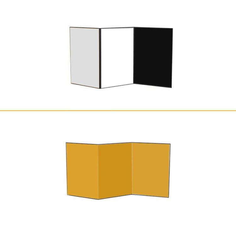 Tri-Fold Photography Cardstock Reflector Props, A3 One Side All White, A3 One Side All Black, A4 One Side All White, A4 One Side All Silver, A4 One Side All Gold