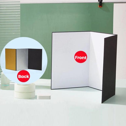Tri-Fold Photography Cardstock Reflector Props, A3 One Side All White, A3 One Side All Black, A4 One Side All White, A4 One Side All Silver, A4 One Side All Gold