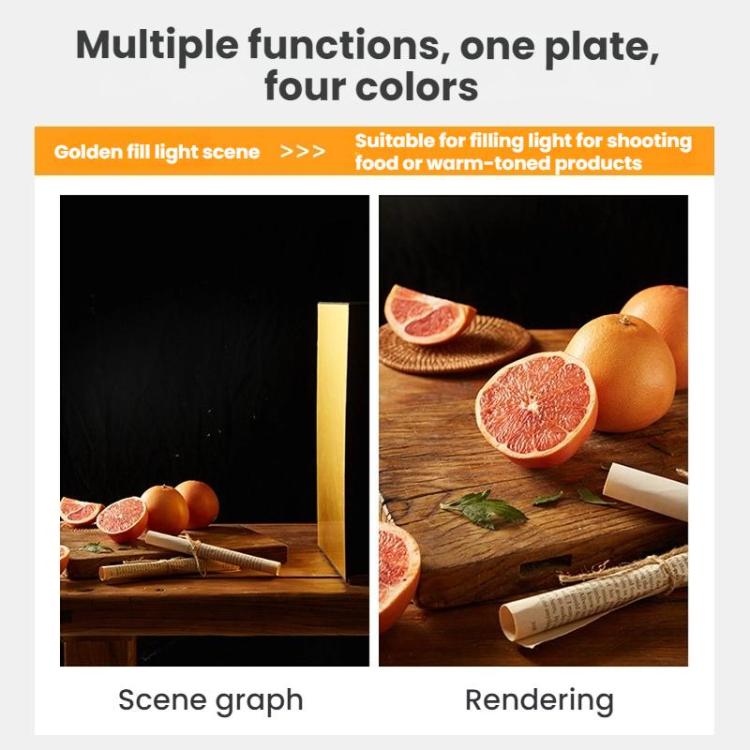 Tri-Fold Photography Cardstock Reflector Props, A3 One Side All White, A3 One Side All Black, A4 One Side All White, A4 One Side All Silver, A4 One Side All Gold