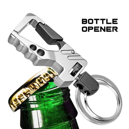 2 PCS QP-131 Multifunctional Double Ring Car Keychain Bottle Opener Carabiner