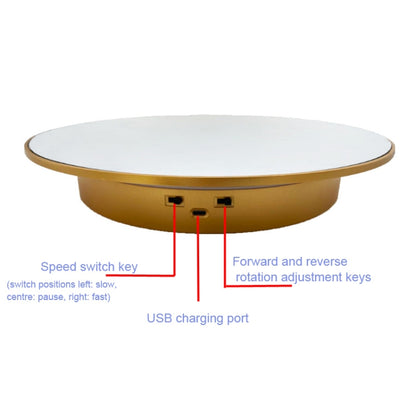 32cm Electric Turntable for Photography With Speed Direction Adjustment, White Mirror, Black Mirror, Golden Mirror