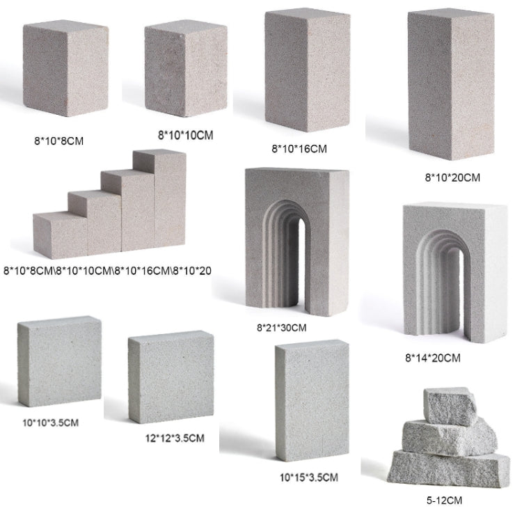Jewelry Still Life Ornaments Geometry Photography Props, Size:, Door Hole 8x21x30 cm, Door Hole 8x14x20 cm, Square 10x15x3.5 cm, Irregular 3PCS/Set