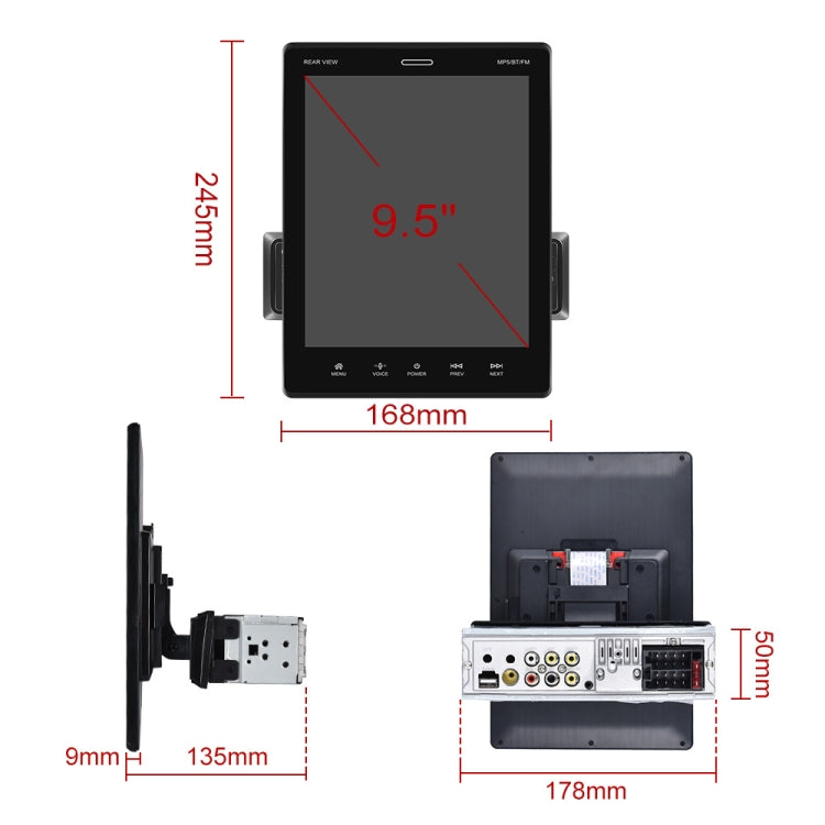C800 9.5 Inch MP5 Single Butt Carplay Player, Style:, Standard, Standard+4 Light Camera, Standard+8 Light Camera, Standard+12 Light Camera