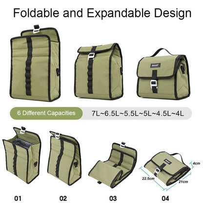 For Brompton Rhinowalk RK9107 Foldable Expansion Thermal Bicycle Bag with Rain Cover, Matt Black, Matt Green